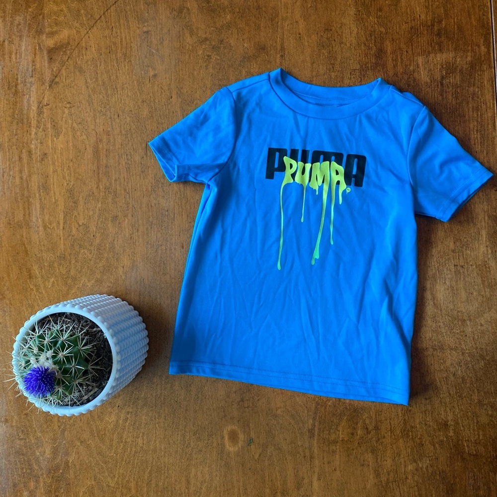 Puma Boys Blue Dri-FIT Graphic Tee Shirt Size 2T Athletic Performance
